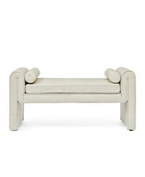 Bedroom storage stool, linen fabric storage stool, large storage space, 50.39 inches, can be used for bed end, living room, entrance, Beige