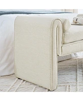 Bedroom storage stool, linen fabric storage stool, large storage space, 50.39 inches, can be used for bed end, living room, entrance, Beige