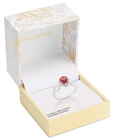 Charter Club Silver-Tone Red Stone Pear Halo Ring, Exclusively at Macy's