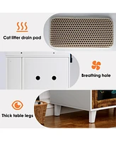 Slickblue Graffiti Litter Box Enclosure with 2 Storage Shelves and Single Door - Hidden Cat Litter Box Furniture with Shelf