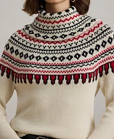 Lauren Ralph Lauren Women's Fair Isle Cotton Turtleneck Sweater, Regular & Petite