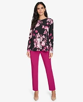 Calvin Klein Women's Keyhole-Neck Long-Sleeve Blouse