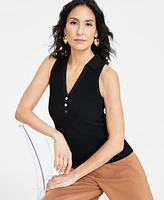 I.n.c. International Concepts Women's Ribbed Polo Halter Top, Exclusively at Macy's