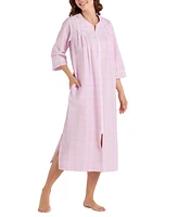 Miss Elaine Women's 3/4-Sleeve Zip-Front Seersucker Robe