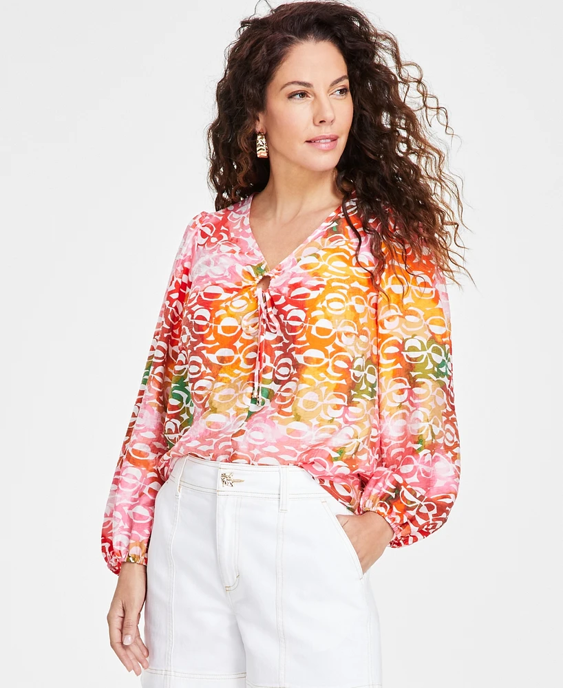 I.n.c. International Concepts Women's Keyhole V-Neck Blouse, Exclusively at Macy's