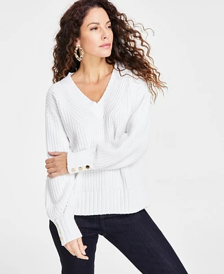 I.n.c. International Concepts Women's Chenille V-Neck Sweater, Exclusively at Macy's