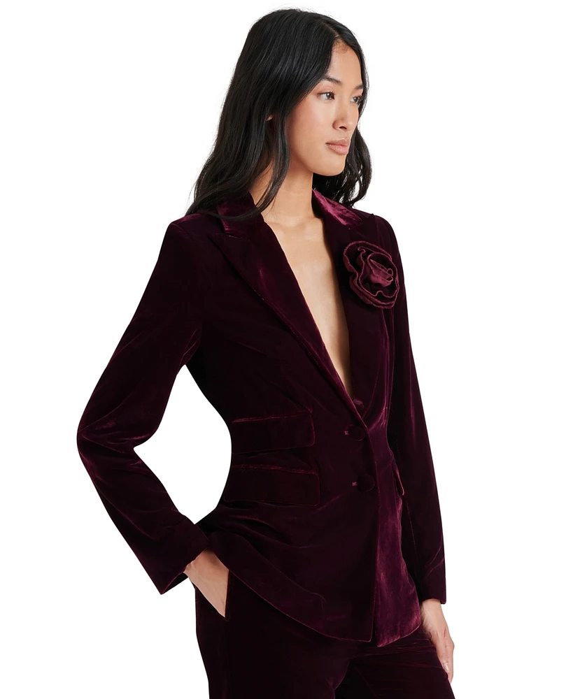 Steve Madden Women's Merene Velvet Rosette Blazer