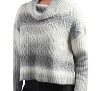 Bcx Juniors' Cowlneck Dropped-Shoulder Cable-Knit Sweater