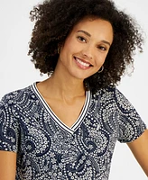 Nautica Jeans Women's Floral-Print V-Neck Short-Sleeve Top