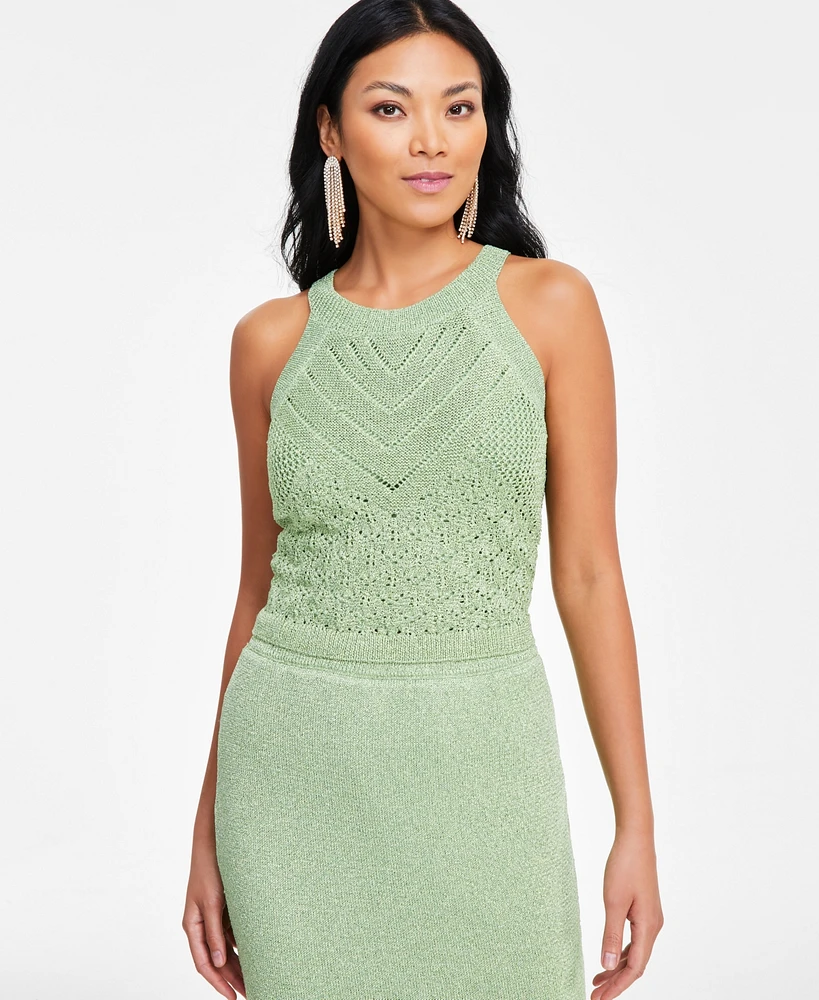 I.n.c. International Concepts Petite Lurex Crochet Crop Tank Top, Exclusively at Macy's