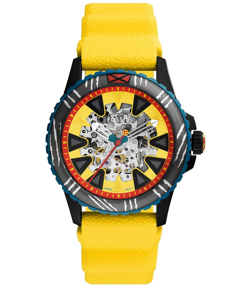 Fossil Unisex Marvel x Limited Edition Automatic Yellow Silicone Watch, 42mm