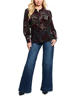 Guess Women's Regal Paisley-Embroidered Button-Front Top