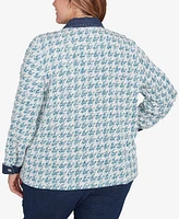 Ruby Rd. Plus Size Houndstooth Boucle Knit Jacket