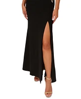 Adrianna Papell Women's Beaded V-Neck Slit-Front Gown