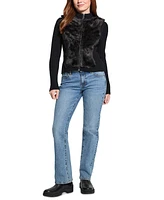 Guess Women's Mila Mixed Media Faux-Fur Zip-Front Cardigan