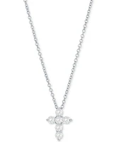 Diamond Petite Cross Pendant Necklace (1/3 ct. t.w.) 14k Gold, 16" + 2" extender