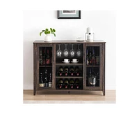 gaomon Wine Bar Cabinet with Led Light,Home Coffee Cabinet with Wine and Glass Rack,Kitchen Buffet Sideboard with Storage,Liquor Cabinet for Bar,Dinin