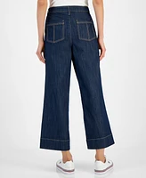 Tommy Hilfiger Women's High-Rise Wide-Leg Crop Jeans