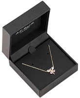 2-Pc. Set Lab Created Pink Sapphire (1/2 ct. t.w.) & Lab Created White Sapphire (1-1/20 ct. t.w.) Dragonfly Pendant Necklace & Matching Hoop Earrings