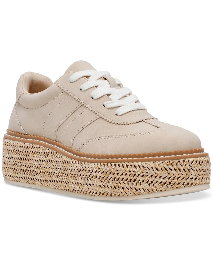 Dv Dolce Vita Women's Barkley Raffia Platform Lace-Up Sneakers