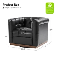 Gabriel Mid-Certury Modern Genuine Leather Swivel Club Chair with
