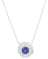 2-Pc. Set Lab Created Blue Sapphire (1-5/8 ct. t.w.) & Lab Created White Sapphire (1-5/8 ct. t.w.) Flower Halo Pendant Necklace & Matching Stud Earrin