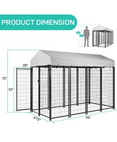 Slickblue Heavy-Duty Welded Wire Steel Dog Playpen Fence with Uv-Resistant Waterproof Cover for Outdoor Use