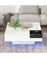 Slickblue Modern Minimalist 31.5" Square Coffee Table – Features Detachable Tray, 16