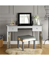 Inspired Home Isla Mirrored Makeup Vanity Table 2 Drawers and Lift