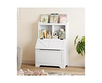Gaomon Bookshelf for Kids, Wooden Book Display, Kids Bookshelf and Toy Storage, Children Book Rack Bookcase Toybox Combo for Bedroom & Nursery