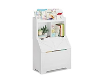 Gaomon Bookshelf for Kids, Wooden Book Display, Kids Bookshelf and Toy Storage, Children Book Rack Bookcase Toybox Combo for Bedroom & Nursery