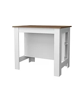 Fm Furniture Aztec Kitchen Island in melamine with open storage, Mahogany/white