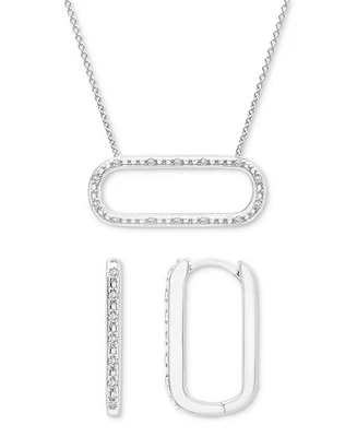 2-Pc. Set Diamond Open Link Pendant Necklace & Matching Hoop Earrings (1/6 ct. t.w.) in Sterling Silver, Created for Macy's