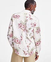 Club Room Men's Belize Long Sleeve Button-Front Floral Print Linen Shirt, Exclusively at Macy's