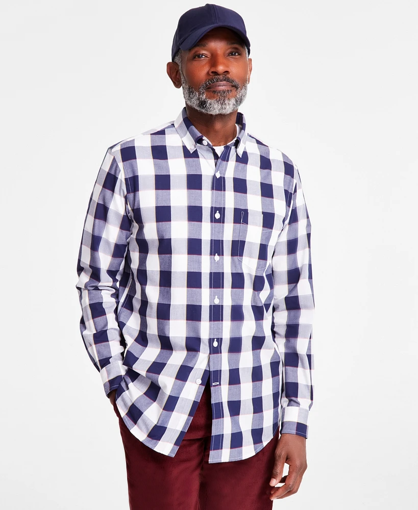 Club Room Men's Tangent Plaid Woven Long-Sleeve Button-Down Shirt, Exclusively at Macy's