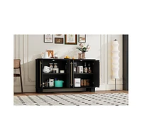 Slickblue Traditional Style Sideboard with Adjustable Shelves and Gold Handles for Kitchen Storage