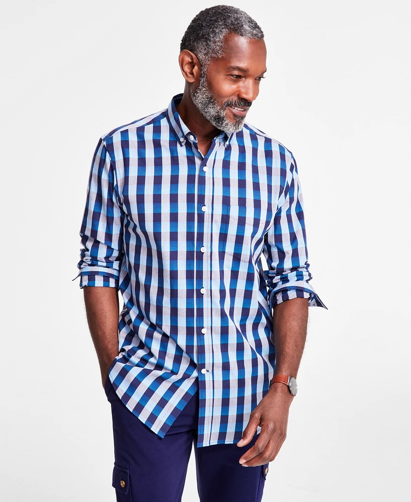 Club Room Men's Sunset Plaid Woven Long-Sleeve Button-Down Shirt, Exclusively at Macy's