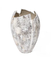 LuxenHome Modern Marble White -Inch Tall Stoneware Table Vase