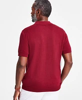 Club Room Men's Cotton Lightweight Contrast-Knit Sweater Polo, Exclusively at Macy's