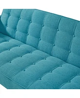 Slickblue Linen Upholstered Futon Sofa Bed - Fabric Convertible for Modern Living Room Comfort