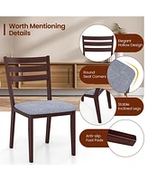 Gymax Upholstered Dining Chair Set of Armless Cushioned Seat Hollow Curved Backrest