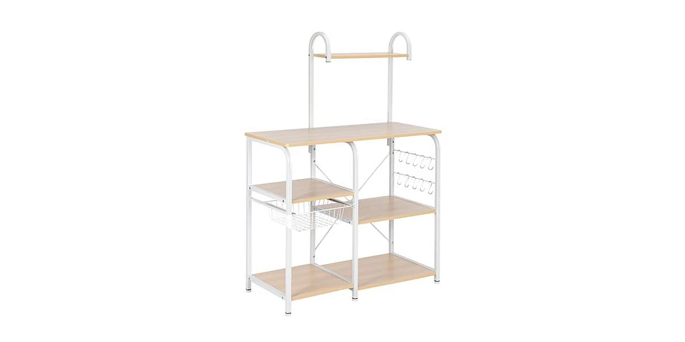 Slickblue Light Beige Kitchen Baker's Rack - 4-Tier Utility Storage Shelf & Microwave Stand