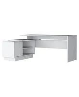 Fm Furniture Weir L-Shaped Desk in Melamine, White