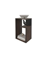 Fm Furniture Vega Side Table in melamine with open storage,camel+black