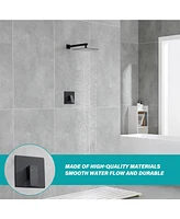 Flynama 1-Spray Patterns with 1.5 Gpm 10 in. Wall Mount Rain Fixed Shower Head in Matte Black