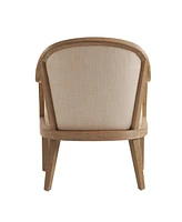 Hulala Home Werner Farmhouse Rattan Solid Wood Armchair with Olid Wood Frame and Legs