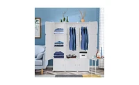 Slickblue 12 Cube Organizer Stackable Plastic Cube Storage Shelves Design Multifunctional Modular Closet Cabinet with Hanging Rod White