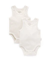 Purebaby Baby Boy and Girl Rib Bodysuit 2 pack