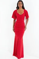 Quiz Women's Scuba Crepe Ruched Front Maxi Dress