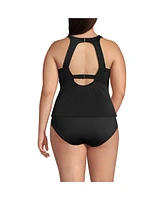 Lands' End Plus Tugless High Neck Portrait Back Tankini Swimsuit Top